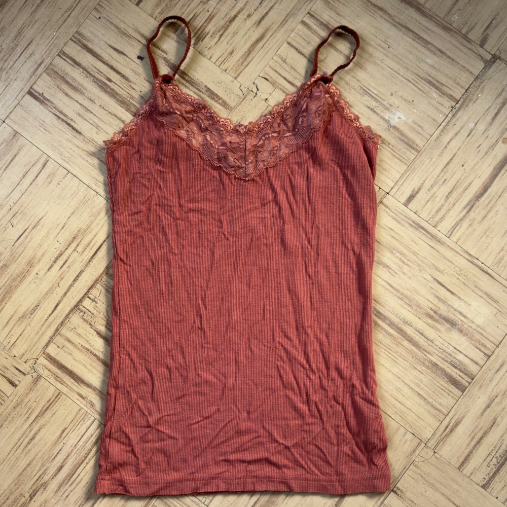 Pulse Rust Lace-Trim Cami Tank Top